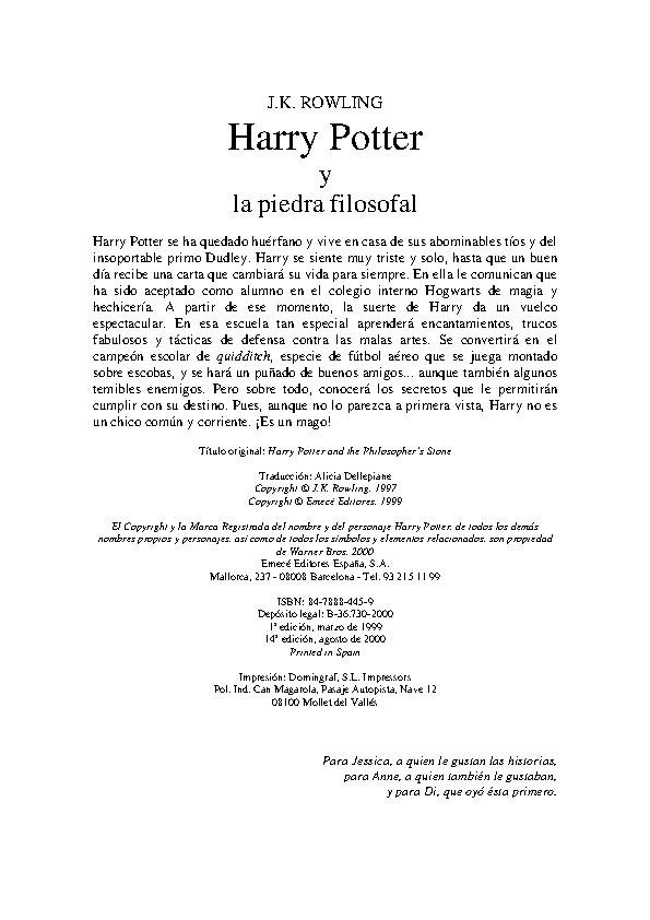 Harry Potter y la Piedra Filosofal