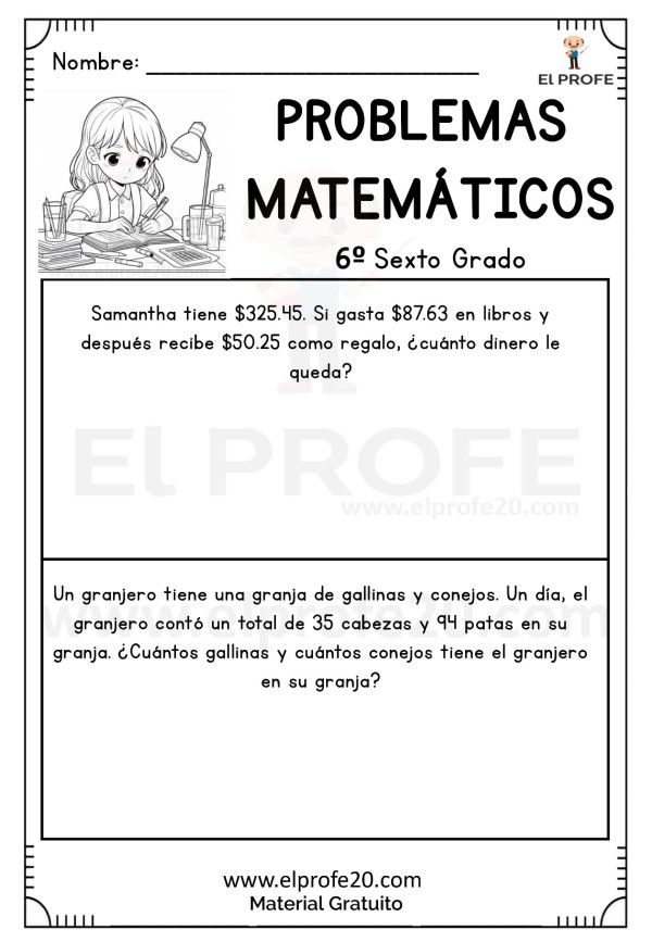 Problemas Matemáticos 6to Grado Primaria