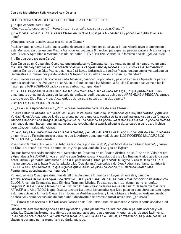 Curso de Metafísica y Reiki Angélico y Celestial