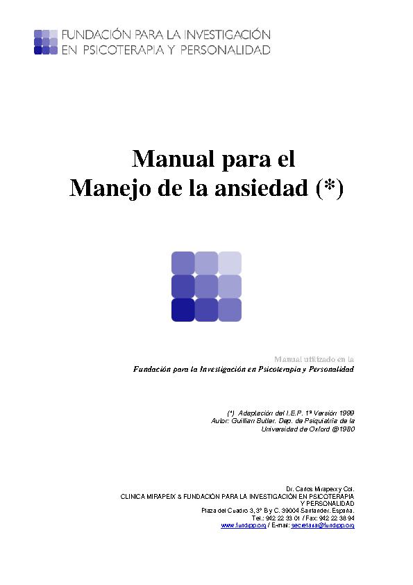 Manual de Manejo de Ansiedad