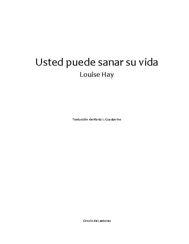 Tú Puedes Sanar tu Vida